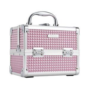 New Portable Makeup Case for Girls, Travel Cosmetic Organizer with Mirror & Lock